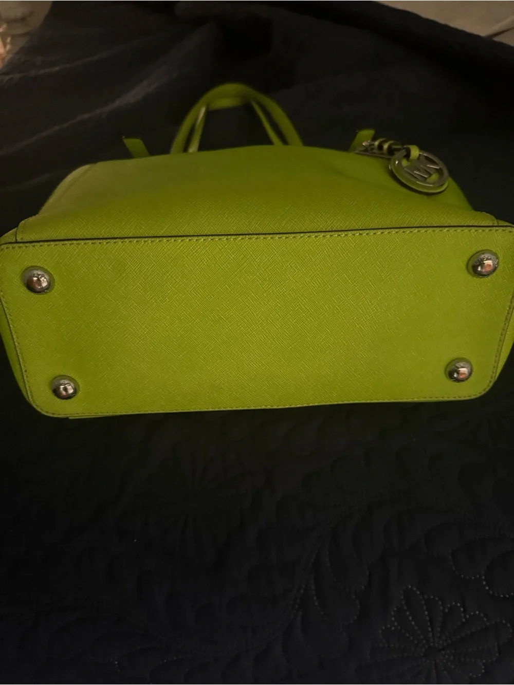 Michael Kors Neon Green Saffiano Tote with Gold Hardware - Picture 3 of 3